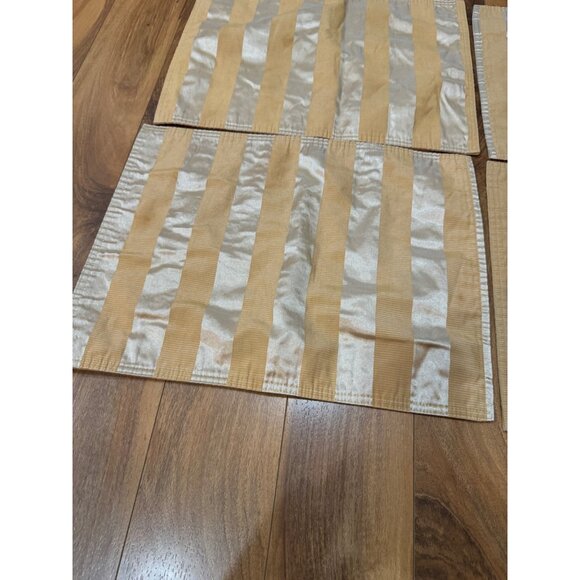 Waterford Gold On Gold Striped Placemats Set Of 4 Cotton/Polyester - Picture 2 of 6